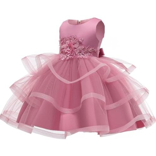 PLBBFZ Summer Flower Girls Dress Kids Wedding Dresses For Children Costume Vestido Princess Party Dress Girl Fluffy Sleeveless