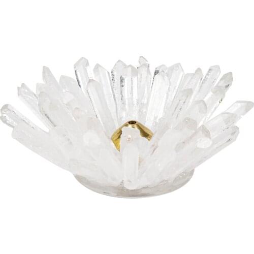 Hand Made Natural Clear Quartz Point Wand Creative And Exquisite Flower-Shaped Incense Holder Incense Holder Home Decoration