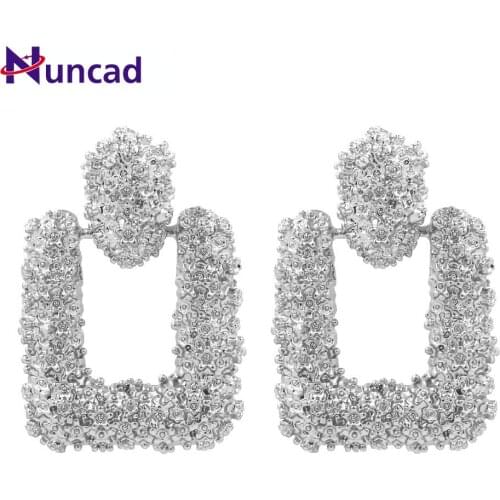 NUNCAD Earrings Metal Paint Earrings Black Red Gold Yellow Square Creative Earrings Female Jewelry Good Quality