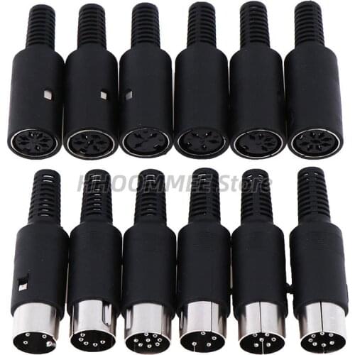 1Pc Male/Female DIN Plug Socket Connector 3/4/5/6/7/8 PIN Chassis Cable Mount Chassis Cable Mount With Plastic Handle 100V AC