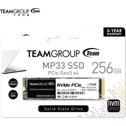 TEAMGROUP SSD MP33 256GB 256GB 1TB NAND TLC NVMe 1.3 PCIe Gen3x4 M.2 2280 Internal Solid State Drive Compatible with Laptop PC