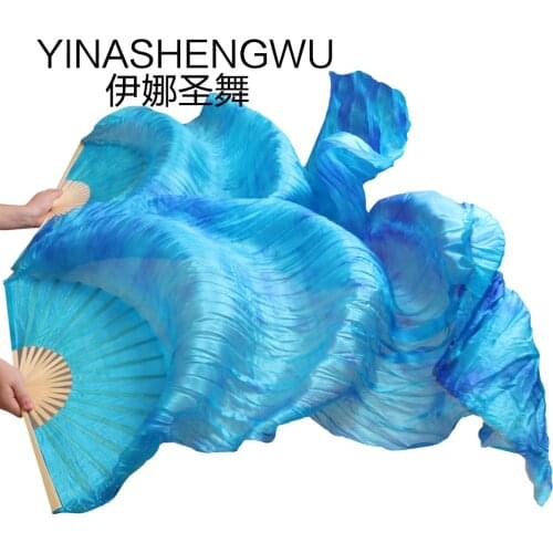 Belly Dance Fans Stage Performance Dance Fans 100% Silk Veils Colored Women Belly Dance Fan Veils (2pcs) Color mixing
