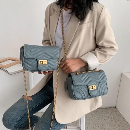 New Color Solid Leather Crossbody Bags for Women 2021 Luxury Chain Shoulder Messenger Bag Lady Lock Handbags Cell Phone Purses