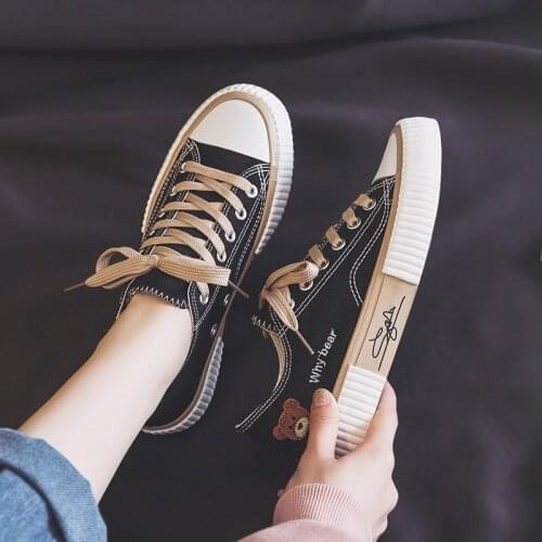 Womens Vulcanized Shoes 2021 New Women Canvas Shoes Summer Ladies Lace-up Casual Sneakers Cute Girl Student Flats Shoes