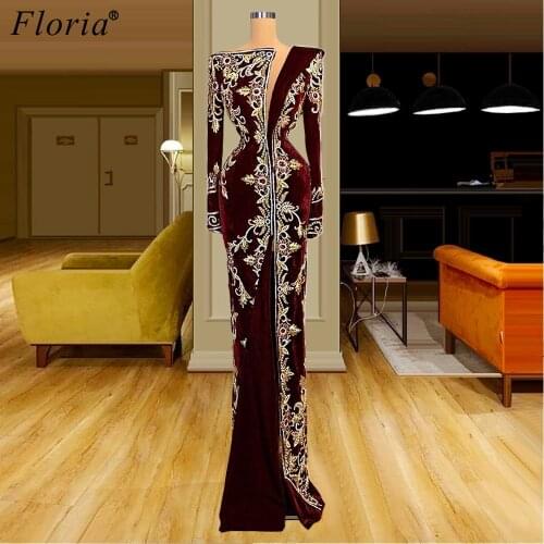 2 Designs Burgundy Formal Evening Dresses Long Mermaid Prom Dresses For Women Vintage Celebrity Dresses Abiti Da Cerimonia