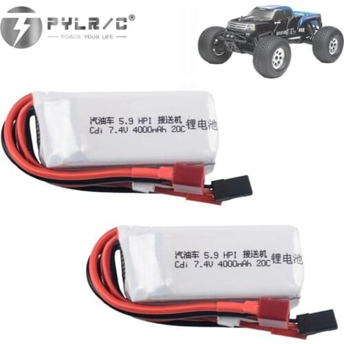 1/2/3pcs 7.4v 4000mah lipo battery for HPI XL OCTANE gasoline 5.9 1/8 for 7.4V 20C Cdi receiver lithium battery