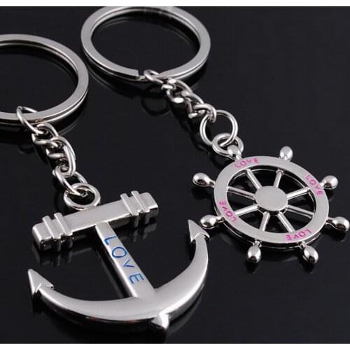 1 Pair Gifts Rudder Anchor Auto Key Chain Lovers Gift Ring Keychain Keyring Couple Key Ring