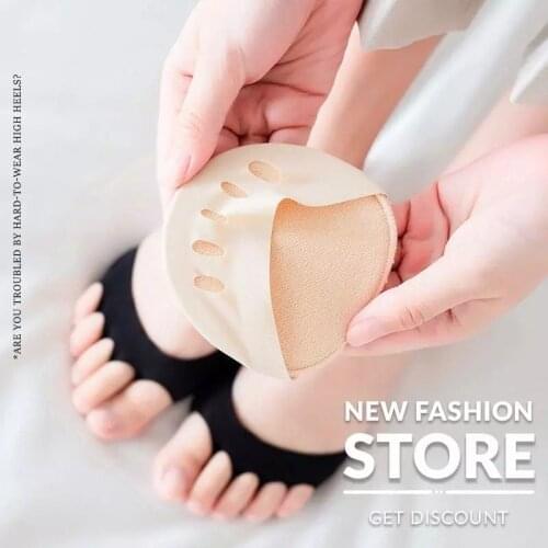 1Pair Foot Care Pads Thin Breathable Sweat-absorbent Non-slip Corrective Toe Socks Womens High Heels Invisible Forefoot Patch