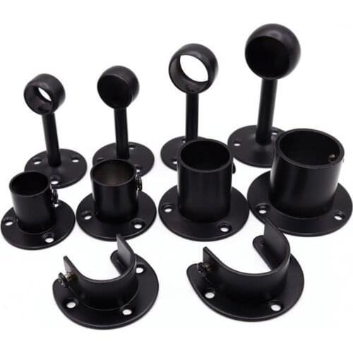 1Pcs 16-32mm Wardrobe Hanger Pipe Bracket Steel Flange Tube Holder for Clothes pole curtain Rod ceiling fixed Support Clamps