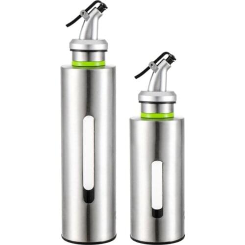 150/250ml Visible Kitchen Oil Bottle Stainless Steel Leak-proof Soy Sauce Seasoning Vinegar Cruet Storage Dispenser