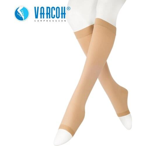 20-30 mmHg Women Men Medical Calf Compression Sleeve Varicose Veins Socks Leg Support DVT Anti-fatigue Flight Travel Open Toe