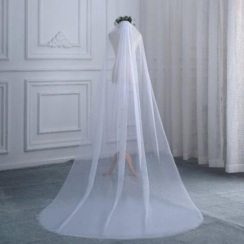 2021 Tulle Wedding Bridal Long one Layer Veil with Comb Cut Edge Elegant Wedding Accessories in Stock