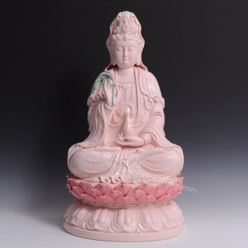 24 inches full lotus Sam West Avalokiteshvara Dehua ceramic Buddha Guanyin Buddhist supplies characters