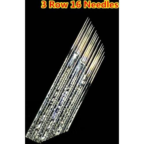 3 Rows 16 Needles Permanent Makeup Eyebrow Tattoo Blades Microblading 3 line 16 Pins Needle For Embroidery Manual Tattoo Pen