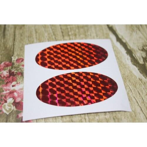 7.6x3.8cm Red Hologram Large Oval Sticker