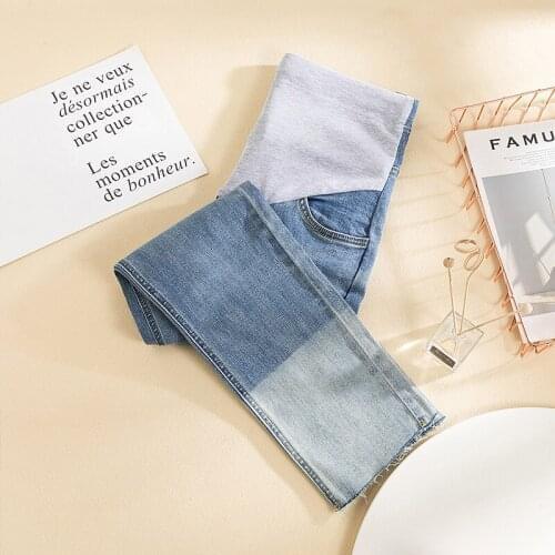 8907# Maternity pants Spring Autumn Maternity Jeans Belly Support Ninth Pants Elastic Waist Maternity Trousers