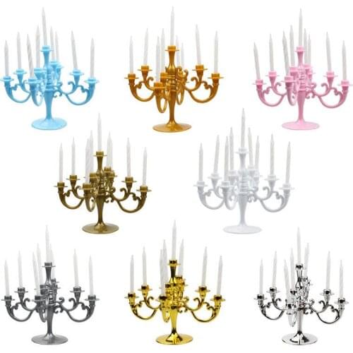 9pcs Candles and Candlestick Bracket 1 Set Cake Topper Birthday Party Cake Candle Holders Toppers Decoration Candlestick Top