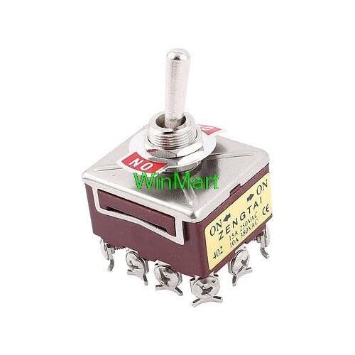 AC 15A/250V 10A/380V 12 Screw Terminals On/On 4PDT Toggle Switch