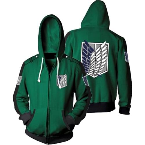 Anime Attack On Titan Cosplay Costumes Hoodies Sweatshirts Zipper Hooded Jackets Coat 5xl Women Halloween Costume For Men CS109