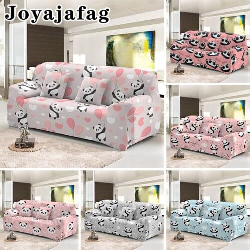 Lovely Panda Style Stretch Sofa Cover Dust-proof Slipcover L Shape 1/2/3/4 Seater Washable Elastic Couch Covers For Living Room