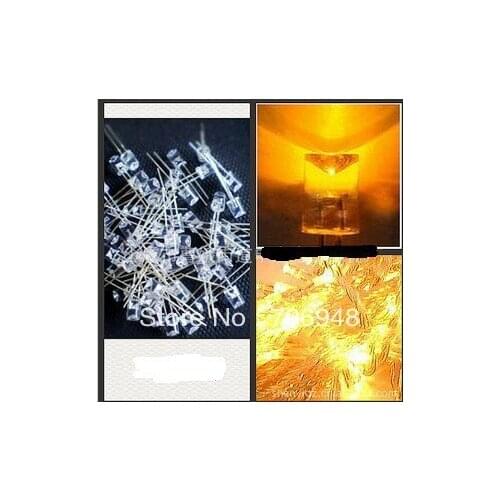 100pcs 5mm Cylindrical Concave LED Diode,Long flat top Yellow LEDS,300-400mcd