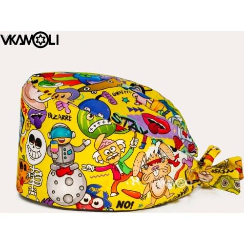 Surgical hat printing hats scrubs cap beauty salon nursing cap laboratory work hat pet shop hat scrub hat nurse accessories