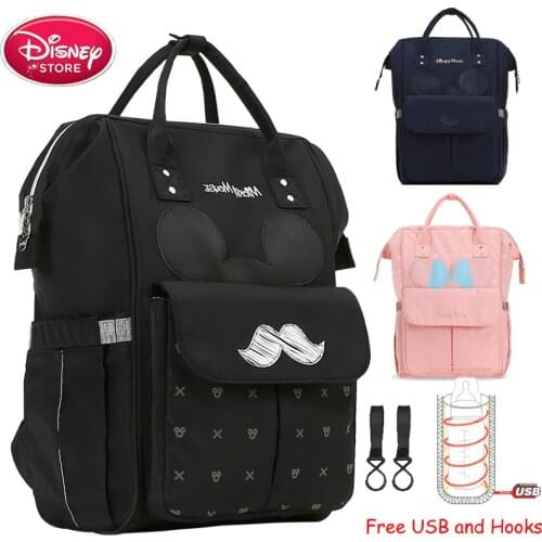 Disney Diaper Bag USB Insulation Heating Mummy Backpack Mom Baby Bag Maternity for Baby Care Travel Stroller Nappy Bag Handbag