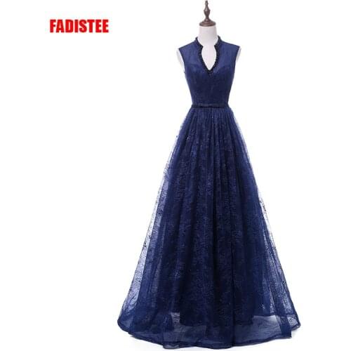 FADISTEE 2018 New arrival elegant party dress evening dresses Vestido de Festa gown V-neck with beading
