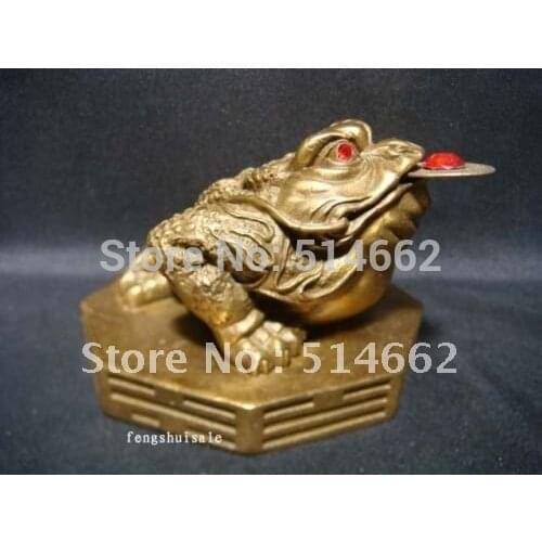 Feng Shui Brass Three Legged Toad, Money Frog On Ba Gua
