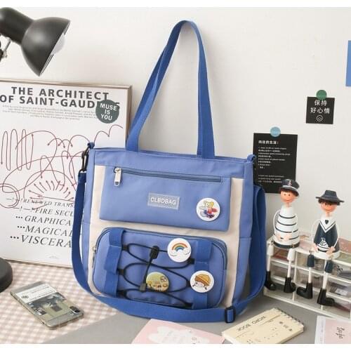 Bag female canvas bag student campus one-shoulder sloping cross bag fashion casual cute pendant small fresh woman bag