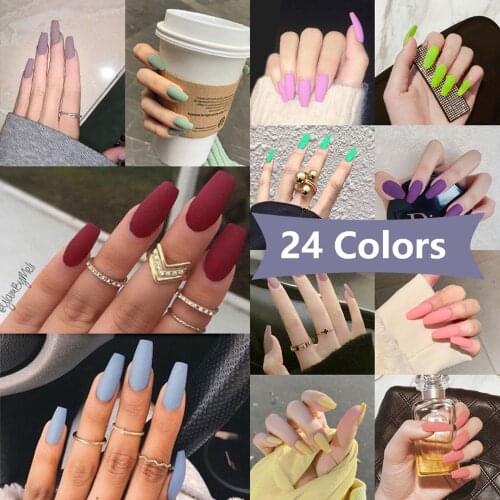 Nail Art Fake Nails Stiletto Tips Clear Press on Long False with Glue Coffin Stick Display Full Cover Artificial Designs Matte
