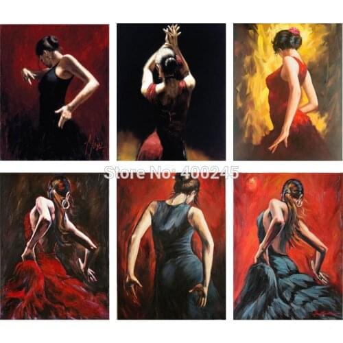 Figure Oil Paintings Flamenco Dancer Hand Painted Canvas Art Impressionist Beauty Woman Modern Artwork For Bedroom Decor Gift