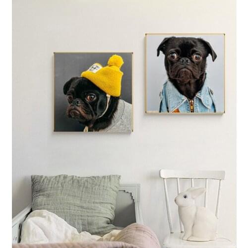 Canvas Painting Cute Dog Nordic Modern Animal Puppy Decorative Painting Wall Pictures for Living Room Animal Posters and Prints