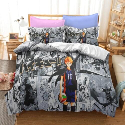 Haikyuu 3/2Pcs Duvet Cover Sets Cartoon Bedding Set Sheet Child With Pillowcases King Twin Single Size Boys Girls Home Anime