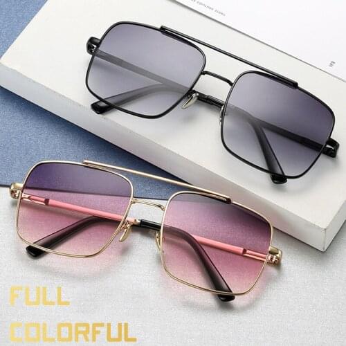Seemfly Double Beam Square Sunglasses Men Women UV400 Travel Driving Fashion Eyeglasses Female Street Style Eyewear Gafas De Sol