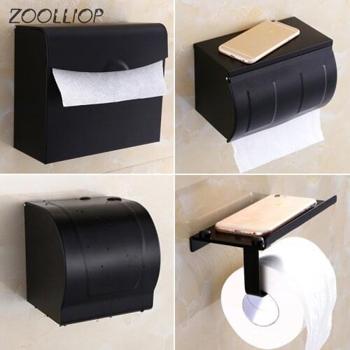 Concise Wall Mount Toilet Paper Holder Bathroom Fixture Stainless Steel Roll Paper Holders with Phone Shelf With baf