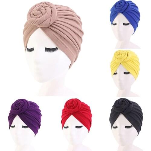 Fashion Women Donut Turban Caps Cotton Chemo Hat Islamic Headscarf Female Headband Turbans Muslim Cap Chemotherapy Cap