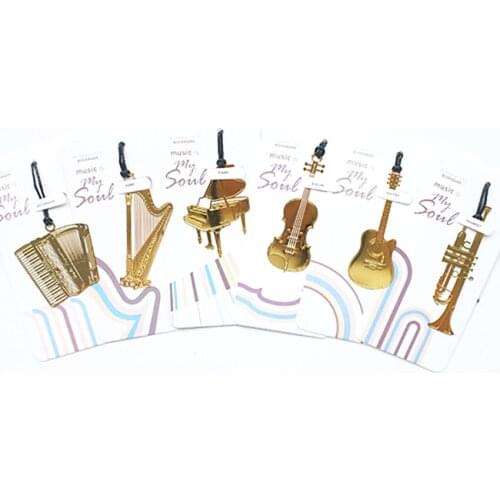 Musical instrument bookmark students stationery creative metal bookmarks chain school supplies book decor gifts for reader,kids