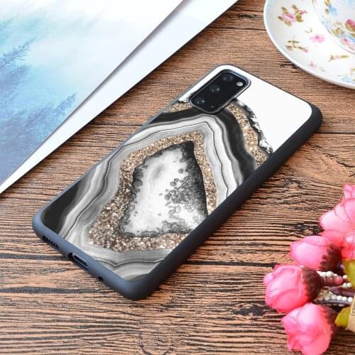 For Samsung Galaxy Agate Gold Glitter Glam Gem Decor Art Print Soft Matt Phone Case