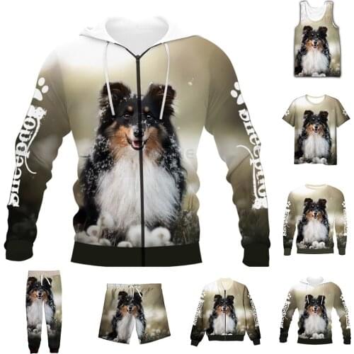 New Fashion 3D Full Print Animal Shetland Sheepdog T-shirt/Sweatshirt/Zip Hoodies/Thin Jacket/Pants Four Seasons Casual Suit V41