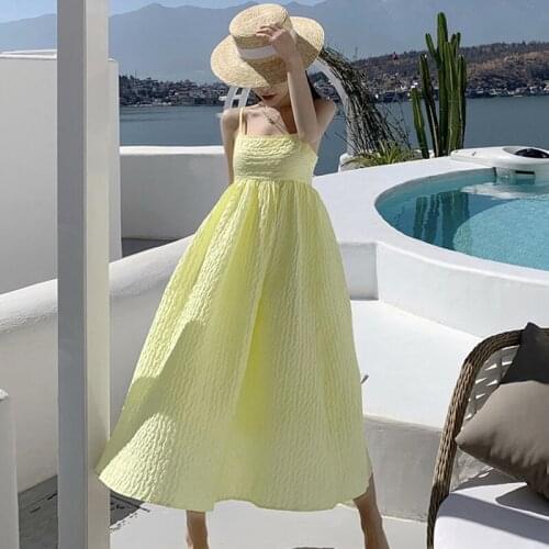 New Arrival Fashion Summer Long Beach Dress Women Casual Sweet Elegant Sexy Strap Backless Vacation Clothes Party Loose Dress