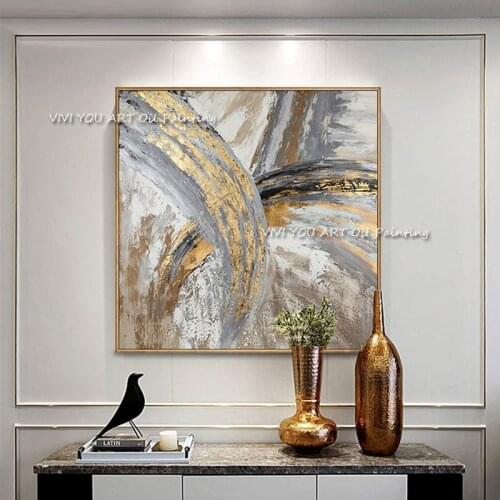 New Design High Quality Hand-painted Modern Golden Oil Painting on Canvas Modern Art Oil Painting for All Kinds of Wall Decor