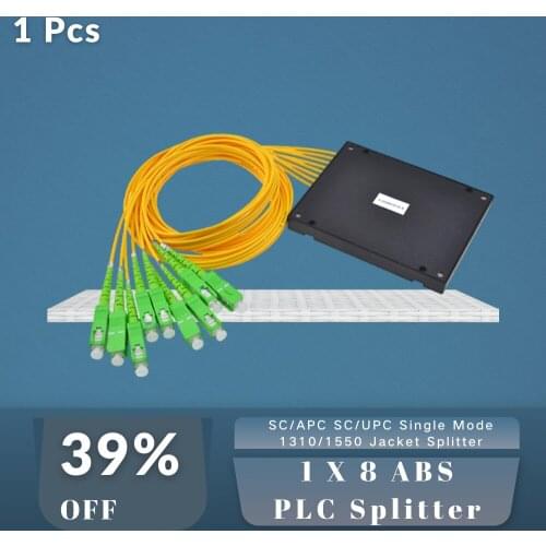1X8 ABS Splitter SC/APC SC/UPC Single Mode Fiber Module Passive Optical PLC Box With 2.0mm Fiber Pigtails 1310/1550 High Quality