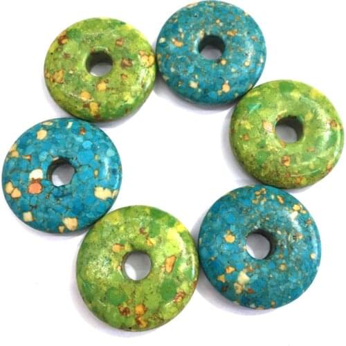 Natural Stone Pendant Blue turquoises Round shape Pendants For Jewelry Making Charms diy Necklace Accessories size 30x30mm