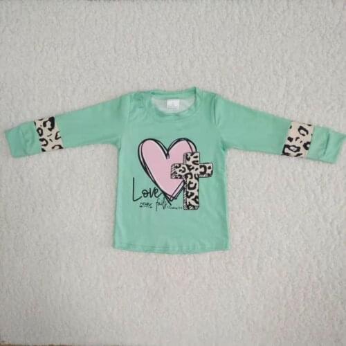 2021Valentines Day Shirt Boutique kids Clothing Outfits Toddler Boys Girls Milk Silk Long Sleeve Leopard T-shirt