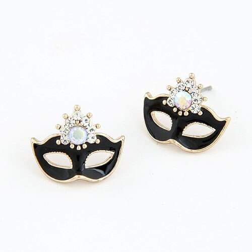 Brincos pequenos pendientes mujer Mask Earrings,crystal enamel black and white Earrings For Women bijuterias no atacado