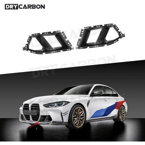 For BMW 3 Series 4 Series G80 G82 G83 M3 M4 2021+ Dry Carbon Fiber Front Bumper Air Vent Cover Trim FRP Foglamp Mesh Grill
