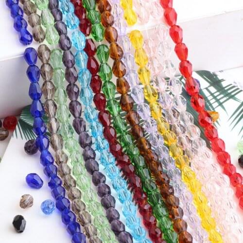 70pcs/lot Chunky Necklace Beads Teardrop Shape 6x8mm Drop Glass Crystal Pendant Crafts Beaded Accessories To Make Bracelets
