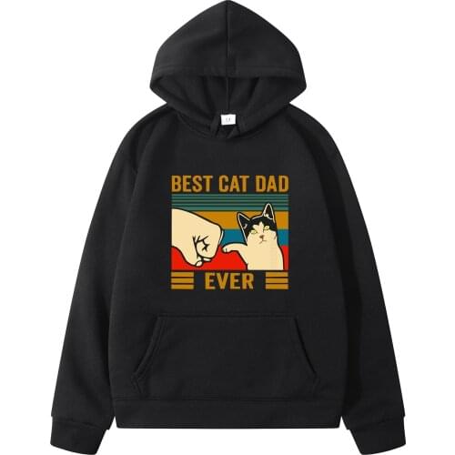 Best Cat Dad Ever Print Mens Hoodie Fall Hip Hop Sweatshirt Mens Pullover Streetwear Hoodie Mens Japan Hoodie Men