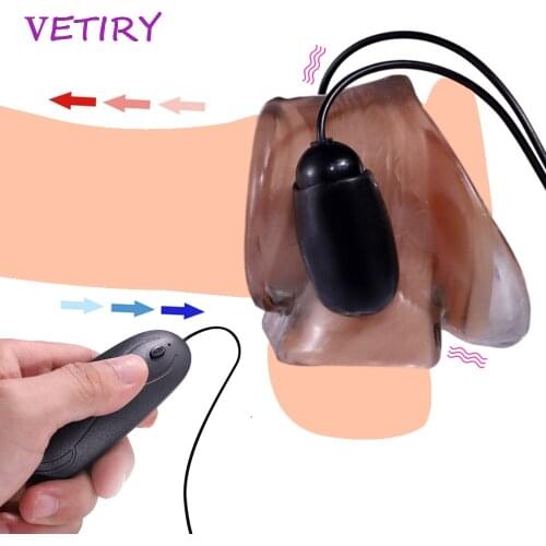 Testical Vibrator Penis Massage Male Delay Lasting Trainer Male Masturbator Adult Sex Toys For Men Remote Control 7 Speeds